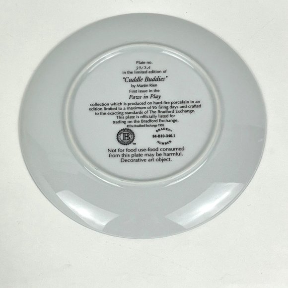 1995 Bradford Exchange Martin Rien "Cuddle Buddies" Limited Edition Plate - Picture 4 of 5